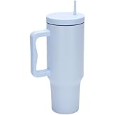 sentopulse 40oz Stainless Steel Tumbler - Food-Grade BPA-Free Car Cup Holder Friendly, Travel Mug Fishing Camping Car-trip Double-Wall Vacuum Insulated with Easy-Grip Handle & Straw, Christmas Gift