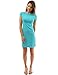 PattyBoutik Women Boat Neck Cap Sleeve Dress (Turquoise Small)