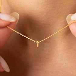 MONOOC Tiny S Letter Necklace, 14k Gold Plated