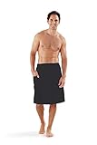 Boca Terry Men's Spa Wrap - 100% Cotton BLACK Shower, Bath and Spa Towel - One Size Fits All