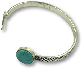 Jewelmake Williston Antique Silver Bangle Bracelet With Turquoise Stone