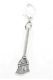 AV BEADS Clip-on Charms Broom Charm, Antique Silver Metal Alloy