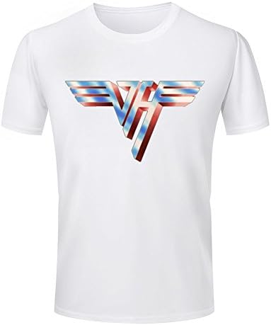 Shylis Mens Crew Neck Rock Band Tee Shirt 3D Van Halen Logo White M