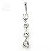 richbest Delicate White Plated Crystal Zircon Tassel Dangle Navel Belly Button Ring Bar Piercing