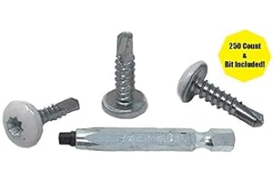 #10 x 3/4 Inch Self Tapping Sheet Metal Screws, White, DBL SQ #2 Head Bit Included, Cargo Trailer Self Tapping Screws, Exterior RV Skin Fasteners, Enclosed Trailer Repair Screws, 250 Pack by LandCamp