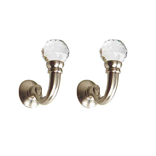 Chictie Clear Crystal Ball Curtain Holdbacks Nickel Wall Hooks Decorative Tassel Clothes Hat Towel Coat Hanger Holder Small Pack of 2 - Thumbnail 3