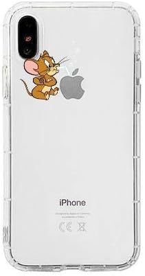 tuehanshop - Funny Cartoon Cat and Mou Phone Ca for iPhone X XR XS Max 6 6S 7 8 Plus Cute Jerry Tom Clear Soft T Silicone Couple Cover Material - for 6Plus 6sPlus-Style 264