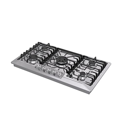 Empava EMPV36GC23 36 Inch Stainless Steel Gas Cooktop Professional 5 Italy Sabaf Burners Stove