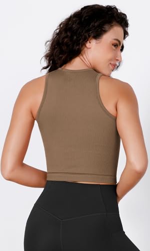 ASLABCREW 4 PIECE SEAMLESS TANK TOPS FOR WOMEN HIGH-NECK RIB-KNIT SLEEVELESS COMFY TANKS, IVORY+STAR WHITE+ERMINE+NAVY, X-LARGE/XX-LARGE