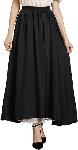 Falda Larga Renacentista SCARLET DARKNESS - Cintura Elástica, Dobladillo Con Volantes, Con Bolsillos | Para Feria Medieval, Disfraz O Uso Diario