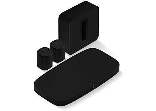 Sonos 5.1 Surround Set – Home Theater System with all-new Beam, Sub and a set of two Sonos One Speakers. Compact Smart TV Sound bar with Amazon Alexa voice control built-in. (Black)