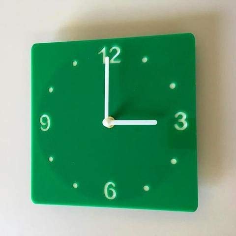 Super Cool Creations Shatterproof Square Wall Clock 21cm - Green