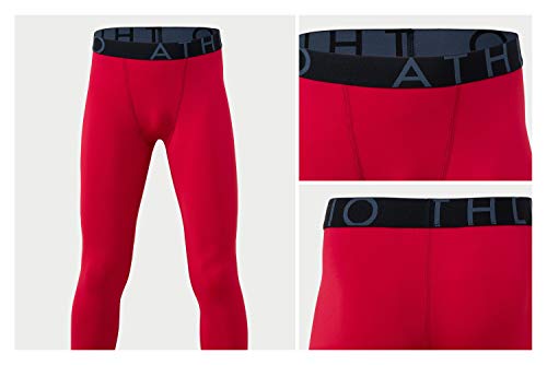 image for ATHLIO Boy's (Pack of 2) Cool Dry Compression Pants Active Sports Base