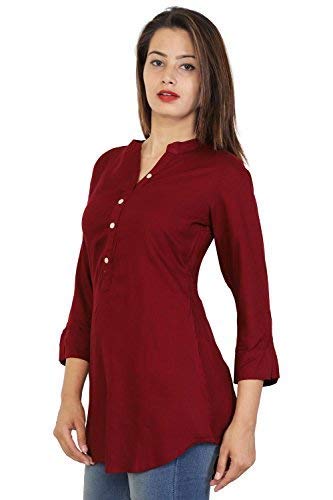 bright cotton women's short kurti (maroon)