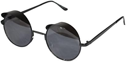 EmecoVintage Round Sunglasses John Lenon Style with Shield SG1261 - Black -