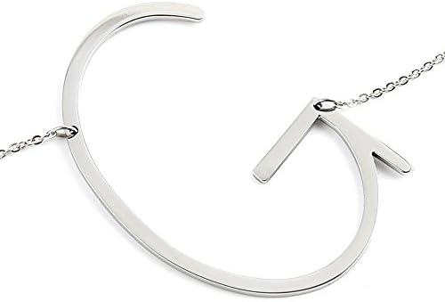 Silver Stainless Steel Big Letter Necklace Pendant Initial Name Necklace from A-Z (Silver G)