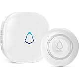 Wireless Doorbell, Waterproof Elder Call Pager Operating at 500 Feet Range with 5 Volume Levels &amp; Colorful Indicator for Home Hospital Disable