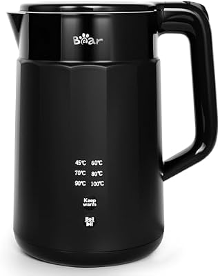 Electric Kettle 1800W-2200W 1.7L 45°C ~ 100°C Kettle with 6 Temperature Controls, Automatic Shut-Off and Keep Warm Function, 304 Stainless Steel, Dry Protection, BPA Free Smart Fast B