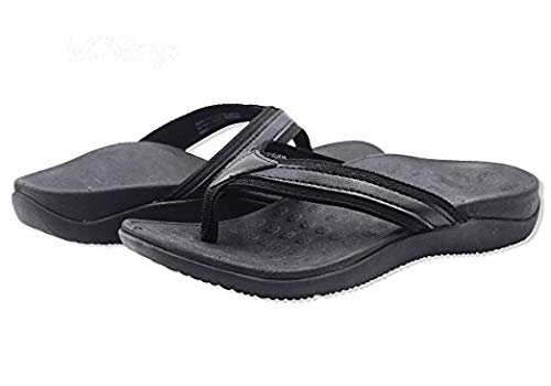 Orthotic Sandals Stylish Thong Flip Flops Men Ultra Comfort Slippers with Arch Support for Plantar Fasciitis, Flat Feet & Heel Spur Black - Thumbnail 6