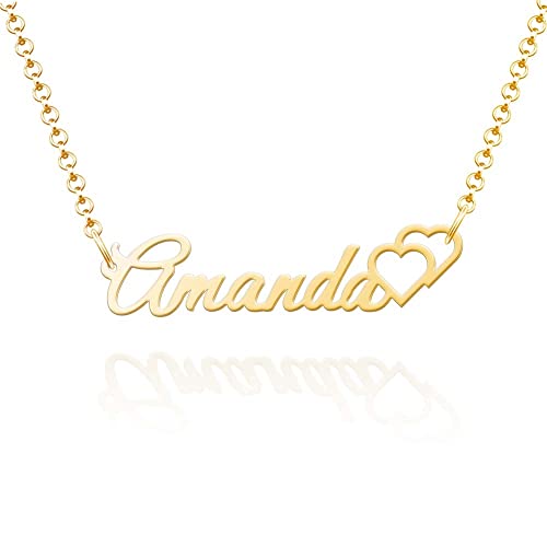 Q&Locket Double Heart Name Necklace Initial