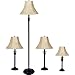 Dark brown Base/Faux-leather shade Lamp includes 1 floor lamp, 1 accent lamp and 2 table lamps - Set of 4﻿