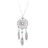 Korowa Charm Dream Catcher Dreamcatcher Beads Feather Pendant Long Necklace