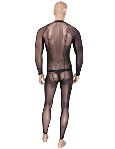 Freebily-Body-Uomo-Sexy-Hot-Catsuit-Aperta-Erotico-Lingerie-Trasparente-Biancheria-Intima-Saloppette-Collant-Uomo-Sexy-con-String-Maglietta-Maniche-Lunghe-Pigiama