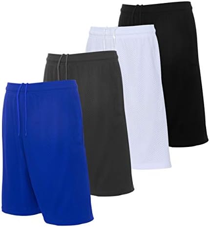 Starting 5 Mens 4-Pack Mesh Active Athletic Performance Basketball Traning Shorts with Pockets