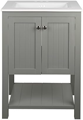 Monroe Bathroom Vanity Set with Ceramic Top in White and Integrated Sink (30")
