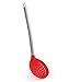 iNeibo Kitchen Silicone Ladle Spoon,Cooking Utensils Silicone Soup Ladle with Heat Resistant Silicone Covering Head and Stay-Cool Stainless Steel Handle (skimmer Spoon Red)
