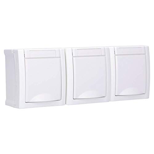 Aufputz Feuchtraum Steckdose 3-fach waagrecht IP54 Modell Pacific weiß – Bild 5