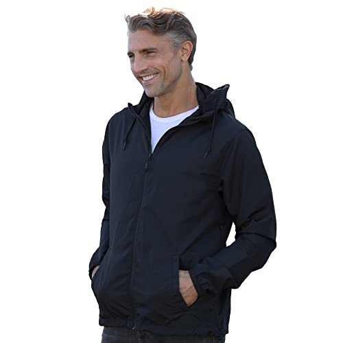 Global Blank Lightweight Winter WaterResistant Windbreaker, ZipUp Hoodie Jacket for Men and