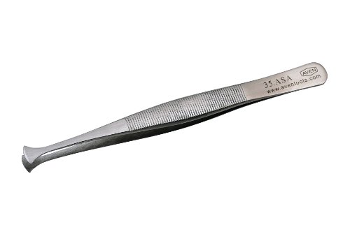 Aven 18201USA Pattern 35A Straight Broad High Precision Tweezer, Stainless Steel, 4-3/4