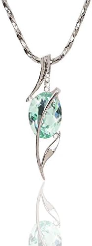 William Wang Designs Pendant Necklace with Oval Birthstone Color Swarovski Crystal. Made in USA.