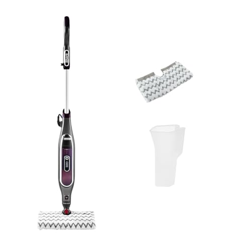 Shark automatischer Klik n' Flip Dampfreiniger für Hartböden mit intelligenter Dampfsteuerung, Steam-Blaster, mit 2 waschbaren Reinigungspads, 350 ml, 6m Kabel, Grau/Bordeaux S6003EU