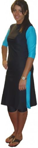 Aqua Modesta® Ladies 4 piece swim set-black and turquoise.-Medium