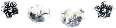 Real 925 Sterling Silver Cartilage Earring Stud Tiny Flower Cherry Blossom, Size 4mm wide (6 gauge)