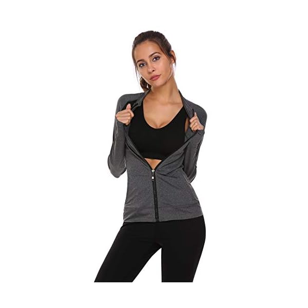 HOTLOOX Women’s Slim Fit Yoga Workout Jacket Full Zip Thumb Hole