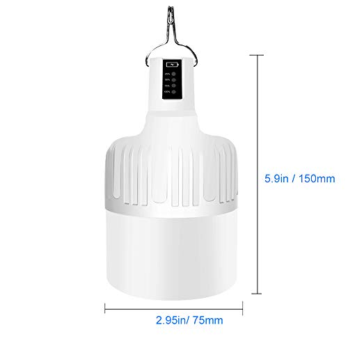 2Pcs Rechargeable Camping Lantern Flashlight,Super Bright LED Lantern Portable Camping Lights Outdoor Tent Light Hanging Camping Lamp with 3 Modes, Restractable Hook - Thumbnail 2