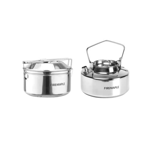 Fire-Maple Antarcti Edelstahl Camping Wasserkessel & Kochtopf Set 1,0 L – Outdoor Teekessel und Kochtopf für Herd und Lagerfeuer Tragbares Bushcraft K