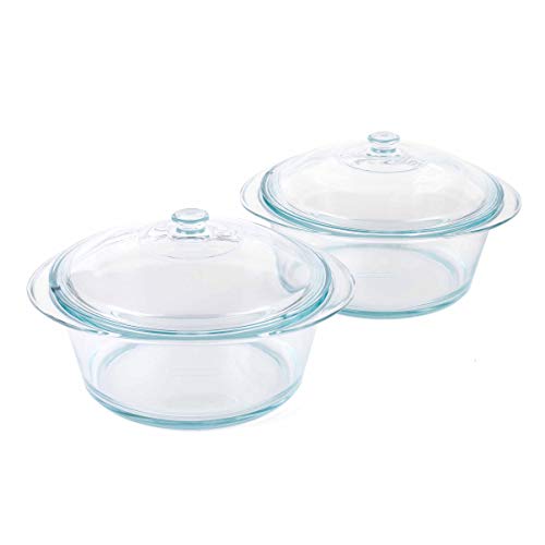 Pyrex 556A000T443 Round Casserole Dish with Lid, 3.5 L, Clear Glass, 20