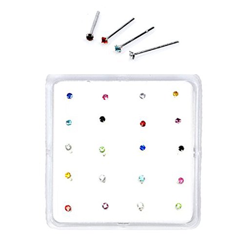 Sterling silver set of 20 multi-color simulated diamond…