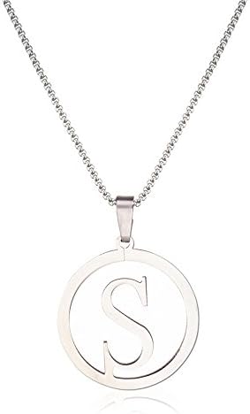 Shijun Fashion Stainless Steel 26 Alphabet Letters Words Pendant Necklace From A-Z 23 Inches (S)