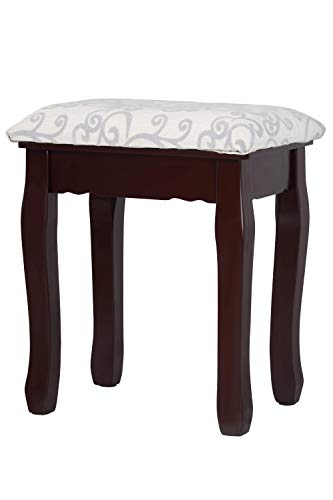 Fineboard Dressing Table with Stool and LED Lights with 5 Drawers and Mirror, Brown - Thumbnail 3