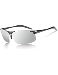 Polarized Photochromic Sports Sunglasses For Men UV Protection Driving Glasses (Black Frame/Yellow Discolor Lens 1)