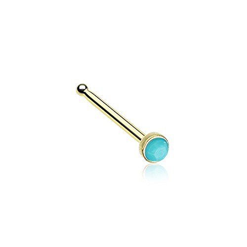 Golden Turquoise Stone Nose Stud Ring