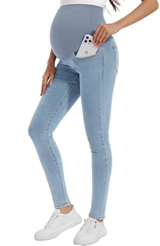 PACBREEZE Women's Maternity Jeans Over The Belly Slim Stretchy