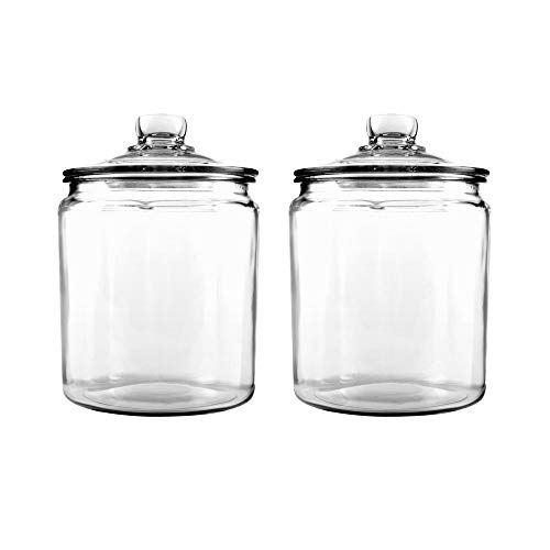 Anchor Hocking Montana Glass Jars with Fresh Sealed Lids Canister Set, Black Metal, 3Piece Set