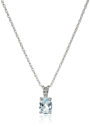 Sterling Silver Oval Blue Topaz Pendant Necklace, 18"