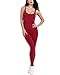CRF Women Sexy Backless Sleeveless One Pieces Outfits Sets Bodycon Bandage Long Pants Jumpsuit (Small, wine red)
